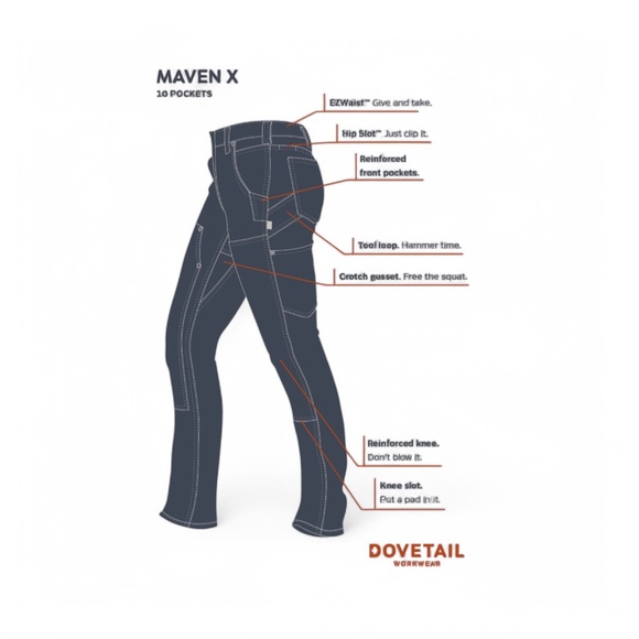 Dovetail Workwear Women’s Maven X Saddle work pants, size 8 Brown Canvas - Picture 9 of 11